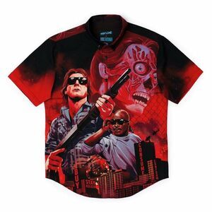 RSVLTS X They Live Hell To Pay Size Large Mens KUNUFLEX Button Down Shirt Rare
